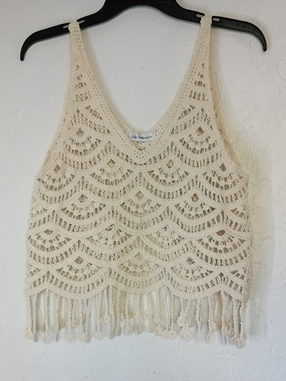 Crochet Fringe Tank Top - Cream Women’s Summer Top. 0060